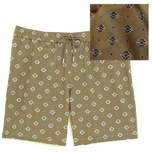 Bo Swim Medallion-Print 6.9” Swim Trunk - Brand New - NEVER WORN - DULL OLIVE** - Picture 9 of 9